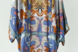 Silk kimono with Buddha's hand fruit pattern